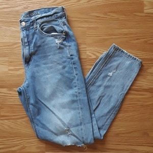 Distressed mom jeans